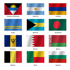 Image showing Set  Flags of world sovereign states. Vector illustration.