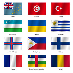 Image showing Set  Flags of world sovereign states. Vector illustration. 