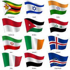 Image showing Set  Flags of world sovereign states. Vector illustration. 