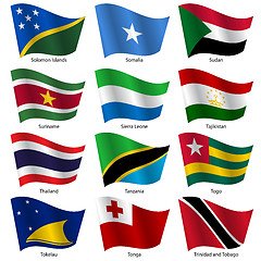 Image showing Set  Flags of world sovereign states. Vector illustration. 