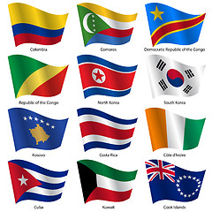 Image showing Set  Flags of world sovereign states. Vector illustration. 