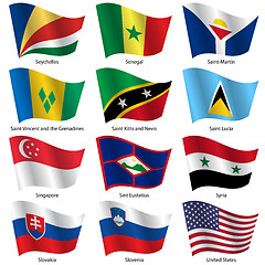 Image showing Set  Flags of world sovereign states. Vector illustration. 