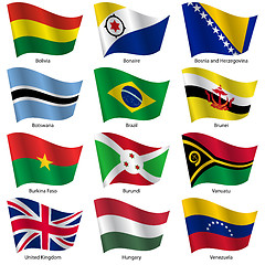 Image showing Set  Flags of world sovereign states. Vector illustration. 