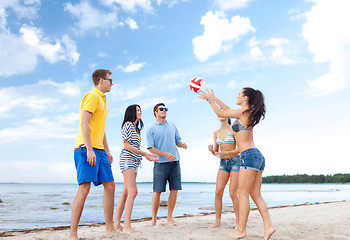 Image showing group of friends having fun on the beach