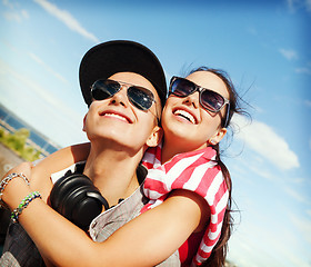 Image showing teenagers having fun outside