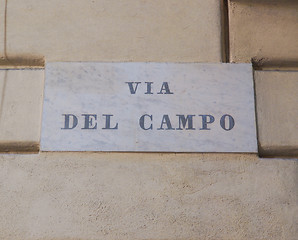 Image showing Via del Campo street sign in Genoa