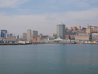 Image showing View of Genoa Italy from the sea