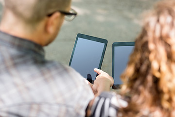 Image showing University Students Using Digital Tablets