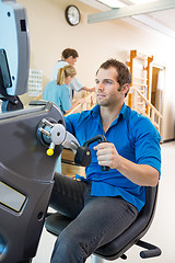 Image showing Young Man On Exercise Bike In Hospital