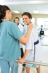 Image showing Patient Being Assisted By Physical Therapist