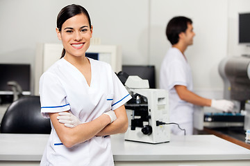 Image showing Smiling Female Scientist In Laboratory