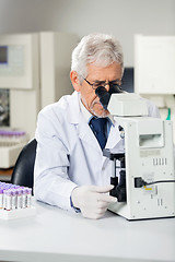 Image showing Healthcare Worker Using Microscope In Lab