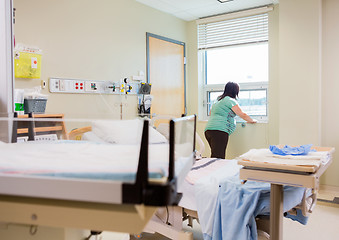 Image showing Pregnant Woman At Window In Hospital Room