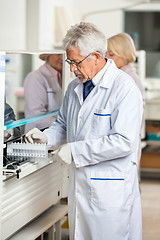 Image showing Technician Loading Analyzer With Samples