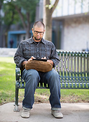 Image showing University Student Using Digital Tablet At Campus