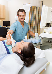 Image showing Nurse Performing Ultrasound On Patient's Neck