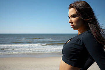 Image showing Beautiful Woman at seaside