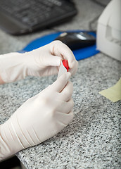 Image showing Lab Technician Labeling Test Tube