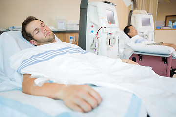 Image showing Patients Sleeping While Receiving Renal Dialysis