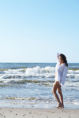 Image showing Beautiful Woman at seaside