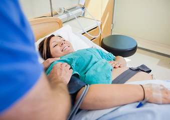 Image showing Happy Pregnant Woman Lying In Hospital Bed