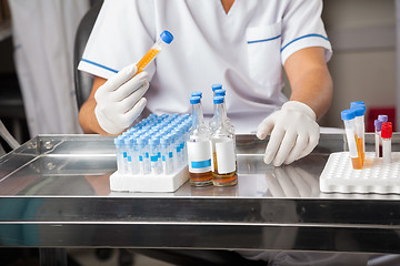 Image showing Researcher Analyzing Sample In Test Tube