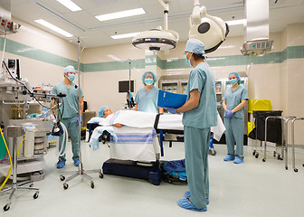 Image showing Sugery Preparation in Operating Theater