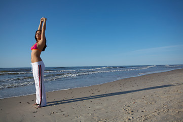 Image showing Beautiful Woman at seaside