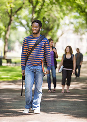 Image showing Smiling Male Student Walking On Campus Road