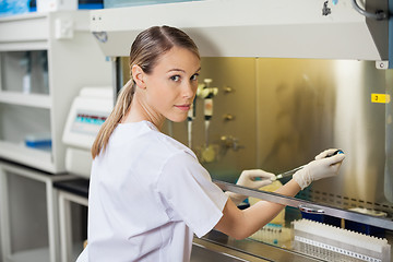 Image showing Confident Researcher Experimenting In Laboratory