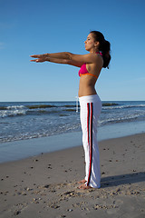 Image showing Beautiful Woman at seaside