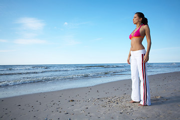 Image showing Beautiful Woman at seaside