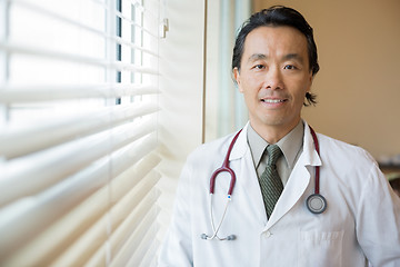 Image showing Doctor With Stethoscope Around Neck In Hospital Room