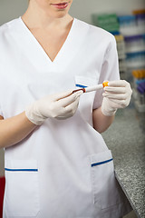 Image showing Researcher Analyzing Sample In Laboratory