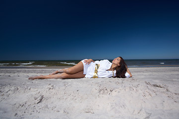 Image showing Beautiful Woman at seaside