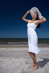 Image showing Beautiful Woman at seaside