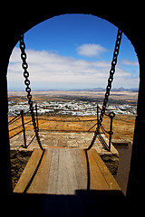 Image showing drawbridge  lanzarote  owr and door  in teguise arre