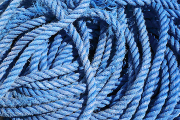 Image showing cove of blue marine rope closeup