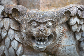 Image showing Muzzle fantastic beast on the wall of an old Indonesian temple