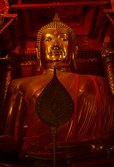 Image showing Big golden Buddha statue in Wat Panan Choeng temple, Ayutthaya, 