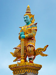 Image showing Guard statue on a pole. Thailand, Ayutthaya