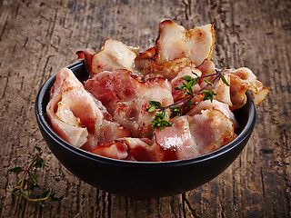 Image showing fried bacon strips