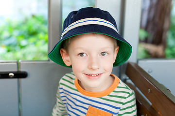 Image showing cute boy in the train