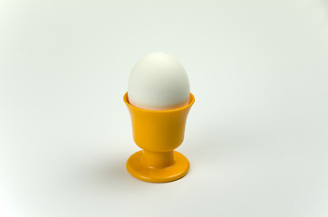 Image showing Egg in yellow egg cup