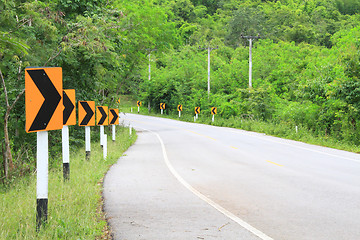 Image showing Road Signs warn Drivers for Ahead Dangerous Curve