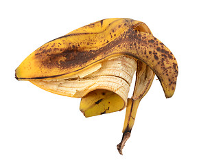 Image showing Discarded spotted overripe banana skin