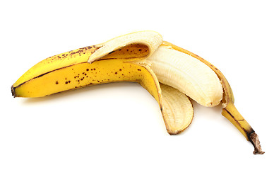 Image showing Half-peeled ripe banana