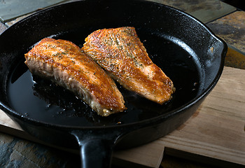 Image showing Pan seared salmon fish