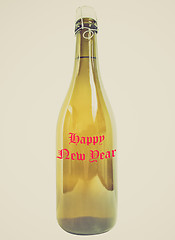 Image showing Retro look Bottle of wine Happy new year