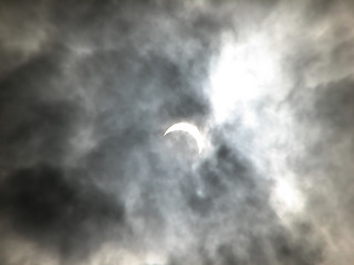 Image showing Partial solar eclipse in the clouds. Ukraine. March 29, 2006.